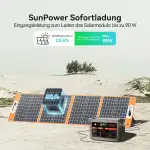 FlashFish 300W Tragbares Powerstation mit Solarpanel 100W, 179,2Wh LiFePO4 Akku, Schnellladung 0–80% in 1 Std, EPS-Funktion,Multifunktions Solar Generator für Camping, Draußen, Reisen, Notfälle