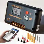 ECO-WORTHY 30A laderegler solar 12v /24v PWM mit Bluetooth & APP Überwachung, Intelligenter Batterie Controller für Solarpanel mit 2 USB-Anschlüssen für AGM/LiFePO4/GEL im Wohnmobil Solar System