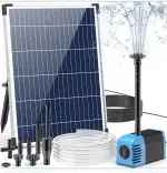 Biling Solar Springbrunnen für Außen, 12W 605L/H Leise Teichpumpe Solar mit 4 Düsen und Schlauch, Solarbrunnen für Draussen Kleine Gartenteich 5㎡ Mini-Wasserfälle Blumentöpfe Dekorationsbrunnen
