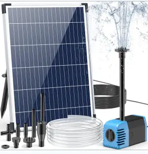 Biling Solar Springbrunnen für Außen, 12W 605L/H Leise Teichpumpe Solar mit 4 Dü
