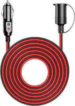 KFZ Verlängerungskabel 12V,5M Zigarettenanzünder Verlängerungskabel,Sicherung für 12V/24V, Zigarettenanzünder Buchse Stecker für Camping Kühlbox auto (5m Rot und Schwarz)