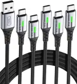 INIU USB C Kabel, (5 Stück/1+1+2+2+3m) Ladekabel USB C 3,1A QC 3,0 Schnellladekabel, Typ C Handy Ladekabel für PS5 Samsung S22 Ultra S21 Xiaomi 11 iPad Air Google Pixel 7 Pro Huawei P50 Xperia usw.