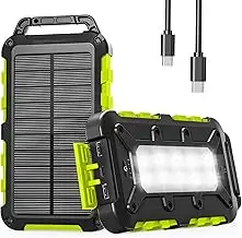 Solar Powerbank 10000mAh, PD15W Tragbare Solar Ladegerät USB C Externer Akku Out