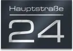 Metzler Hausnummer in Anthrazit - Hausnummernschild mit Gravur - Straßenname, Name und Wunsch-Nummer - Türschild in Anthrazit-Grau RAL 7016 - UV-beständig - Größe: 250 x 175 mm