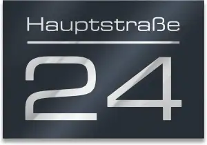 Metzler Hausnummer in Anthrazit - Hausnummernschild mit Gravur - Straßenname, Na