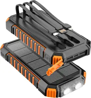 Solar Powerbank 20000mAh – 15 W Schnellladegerät, Tragbares Ladegerät, 3 integri