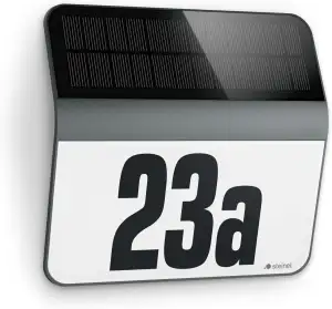 Steinel LED Solar Leuchte XSolar LH-N anthrazit, Dämmerungsschalter, 1100 mAh LiFe-Akku, inkl. beleuchtete Hausnummer