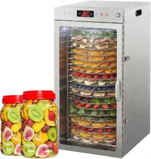 360°Drehfunktion Food dörrautomat (20 extragroße Tablett) 1600W Doppellüfter,24 Hour Digital Timer Temperaturregelung 86℉-190℉Dörrautomat für Beef Jerky,Obst,Kräuter,Gemüse,Hundeleckerlis