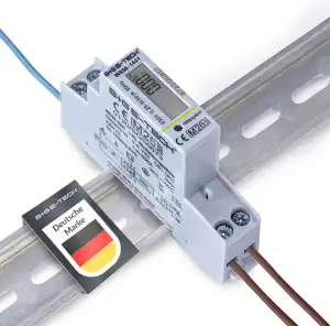 B+G E-Tech Wechselstromzähler [WS50] digitaler 1 Phasen Stromzähler für Hutschie