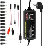 Universal Netzteil 72W, 3V-24V & 3A Max Einstellbare Spannung,100-240V AC/DC Netzteiladapter mit LED-Anzeige + 14 Tipps für Haushaltselektronik,Laptop,Router,LED-Streifen,Modellbau