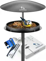 Ædel Vogelhaus mit Ständer Wetterfest | Vogelfutterhaus mit Ständer aus Rostfreiem Stahl, Stehend | Luxus Futterhaus für Vögel- Perfekt als Garten Deko oder Balkon Deko (schwarz)