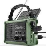 ROCAM Kurbelradio,12000mAh Notfallradio mit 8500mm² Solarpanel & 650mA Kurbel, Tragbar Solar Weltempfänger Radio mit AM/FM Empfang, LED Taschenlampe & Leselicht,USB, SOS für Camping, Notfälle&Blackout