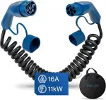 VOLDT Typ 2 Spiralladekabel 11 kW 16A, 3-Phasen für EV Elektrofahrzeuge PHEV, Typ 2 zu Typ2 Modus 3, kompatibel mit Tesla Model S/X/Y/3, ID.4, E-Tron, e-208, I4, IX1, Zoe, IP67 wasserdicht (8 Meter)