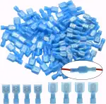 Kabelschuhe x 100 -Männlich Kabelstecker x50 / Weiblich Kabelstecker x50 Flachsteckhülsen - Vollisoliertes Nylon Quetschverbinder - für 1.5-2.5 mm² Kabel（Blau/DNSL)