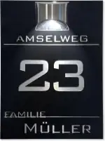 Hausnummer Beleuchtet Solar Schwarz Schild groß led personalisiert Tafel Hausnummernschild Solar Hausnummer für außen wasserdicht (Schwarz Variante A Montageband)