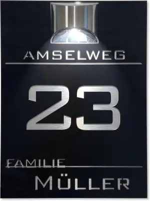 Hausnummer Beleuchtet Solar Schwarz Schild groß led personalisiert Tafel Hausnum