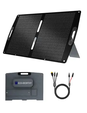 ECO-WORTHY 100W Faltbar Solarpanel für Powerstation, Monokristalline mit Hocheffizienz und Wasserdicht für Camping Wohnmobil, Outdoor Notstromversorgung