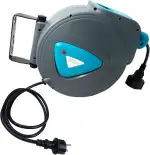 Aufun Kabeltrommel 20m Outdoor Automatik Kabelaufroller mti Überlastschutzthermostat, selbstaufrollend Elektrische Trommel 180° drehbar Wandhalterung inkl. Montagematerial, Blau