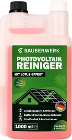 Profi Photovoltaik & Solarpanel Reiniger 1L Konzentrat [MIT LOTUS-EFFEKT] - PV & Solar Modul & Anlage Reinigungsmittel gegen alle Verschmutzungen (hochwirksam) für 200m² Panel-Fläche