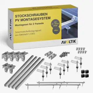 PV Halterung Blechdach Montageset – Balkonkraftwerk – inkl. 200 mm Stockschraube