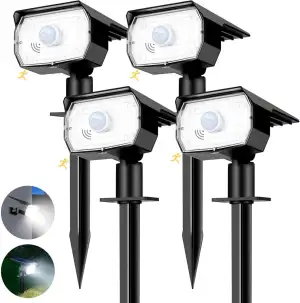 nipify Solarlampen für Außen mit Bewegungsmelder, 4 Stück 3 Modi Solarstrahler f