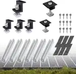 Solarmodul Halterung Set Kit für 2X Module, 12CM Aluprofil Schienen+ Verstellbare Klemmefür 30-35MM Dicke Module, für Flachdach Trapezblech Blechdach, Solarpanel Halterung, Montage PV Befestigung