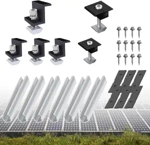 Solarmodul Halterung Set Kit für 2X Module, 12CM Aluprofil Schienen+ Verstellbar