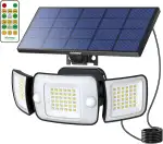 INTELAMP Solar Strahler mit Bewegungsmelder mit Fernbedienung, 6000mAh 1200LM Außenleuchte,4 Modi 270°Weitwinkel Solarlampen für Außen 108 LED IP65 Wasserdichte Wandleuchte für Garage, Garten