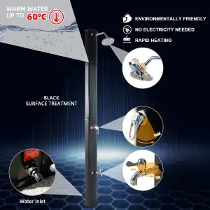 CCLIFE Solardusche und Handbrause 35L Solar Gartendusche Pooldusche Regendusche Außendusche Pooldusche Garten Brause warmes Wasser