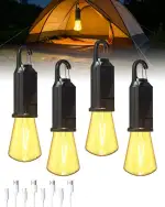 Bonlux Campinglampe Solar, Camping Lampe LED Aufladbar USB, IP65 Wasserdicht Outdoor Zeltlampe, Warmweißem Licht Dimmbar Wiederaufladbare Glühbirne für Camping, Wandern, Stromausfälle, Notfälle