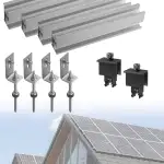 Avoltik Solarmodul Halterung Balkonkraftwerk I Solar Halterung für Blechdach Dach I Schienen, Stockschrauben, Klemmen in SCHWARZ , Befestigungsschrauben I Montageset Befestigung für 1 Solarmodul