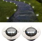 2PCS Solar Bodenleuchten Aussen Rund, Solar LED Bodeneinbaustrahler, LED Bodenleuchte Außen So-lar Befahrbar mit IP44 Wetterfest & 3 Leds, Tag/Nacht Sensor, Weiß für Gartenbeleuchtung