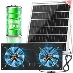 Solar Ventilator mit 18000mAh Akku & Timer, 40W 3500RPM Hochgeschwindigkeits Solar Abluftventilat...