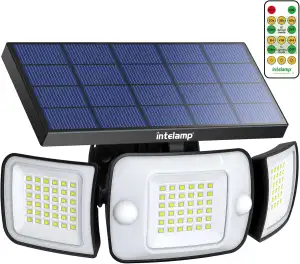 INTELAMP Solarlampen für Außen mit Bewegungsmelder mit Fernbedienung, 6000mAh Su