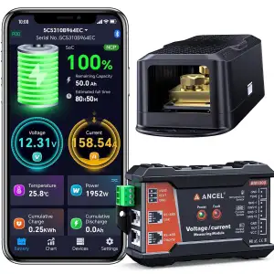ANCEL BM1000 Battery Monitor mit Shunt 400Amp, 10-120V SmartShunt Bluetooth Batt