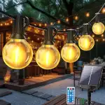 LED Lichterkette Aussen Solar, 10M Lichterketten 25 +2 G40 Glühbirnen Garten Beleuchtung mit Fernbedienung Timer Auto Ein/Aus Wasserdicht Lichterketten für Terrasse Hochzeit Balkon