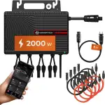 Solarway All In One Envertech Mikro-Wechselrichter 2000W Set inkl. 5M AC-Kabel & 8x2M DC-Kabel - für Balkonkraftwerk 800W-2000W für 4 PV Module - Black CASE - App & WiFi & Bluetooth (EVT-2000-SE)