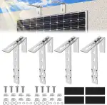 4 Stück Solar Balkonkraftwerk Halterung Balkon Haken Set, Verstellbare Balkonhalterung für Solarmodule, Solarpanel Halterung Kein Bohren Erforderlich für Solarmodul Runde Eckig Balkongelände
