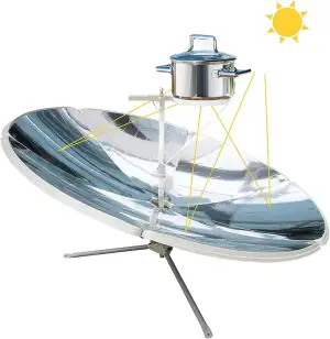 Tragbarer Solarkocher, 1800W Metall Solarofen, 59-Zoll-Solargriller zum Kochen, Backen, Grillen und Frittieren, Tragbarer Ofen ideal fur Camping oder Hiking