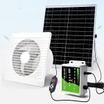 Solar Ventilator mit Solar Powerbank, 17W Solar Lüfter Ø150mm mit Kabel 4M | IP65 Wasserdicht | Lüftungsstufenregelung und Zeitfunktion | 180 m³/h | 36dB für Hühnerstall, Treibhaus, Gewächshäuser