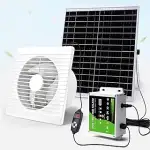 Solar Ventilator mit Solar Powerbank, 17W Solar Lüfter Ø150mm mit Kabel 4M | IP65 Wasserdicht | L...