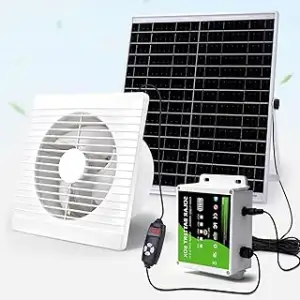 Solar Ventilator mit Solar Powerbank, 17W Solar Lüfter Ø150mm mit Kabel 4M | IP6