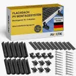 Avoltik Solarpanel Halterung Flachdach I Set für 4 Panele I Solarmodul Halterung Balkonkraftwerk I Flachdach Halterung für PV Module I Solarmodulbefestigungsset mit verstellbarer Endklemme von 30-35mm
