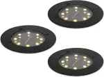 lambado 3er Set LED Solar Bodenleuchten Außen Schwarz matt | Hochwertige Bodenstrahler Wetterfest IP65 Ø12cm | Bodeneinbaustrahler mit 8 SMD LEDs Warmweiß 3000K