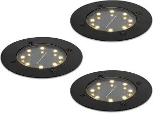 lambado 3er Set LED Solar Bodenleuchten Außen Schwarz matt | Hochwertige Bodenst