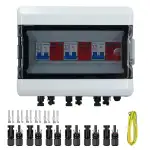 Boîte Photovoltaïque,DC überspannungsschutz PV Solar Trennschalter mit Solarstecker 3 String 500V Photovoltaik DC Leitungsschutzschalter Blitzschutz Erdung für PV Anlage(3 in 3 out,40A)