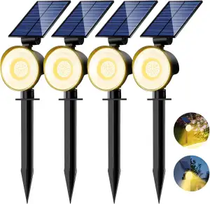 nipify Solarlampen für Außen Garten, 4 Stück 53 LED Solar Strahler Gartenleuchte