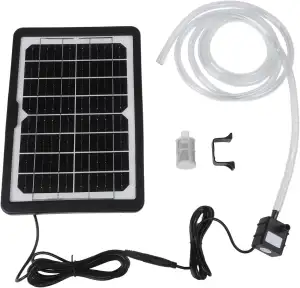 Oniissy Solarbetriebenes Wasserpumpen-Set, mit 6 W, 9 V Panel, 12 V Gleichstrom, Tauchpumpe, 240 l/h Durchflussmenge, 300 cm Rohr für Teich, Springbrunnen, Aquarium, Garten, Aquarium