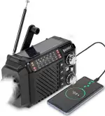 Kurbelradio Notfallradio mit 2600mAh Powerbank, Solar & USB-C Ladung, AM/FM/SW Weltempfänger, LED-Taschenlampe & SOS-Alarm für Notfall-Kits (Schwarz)