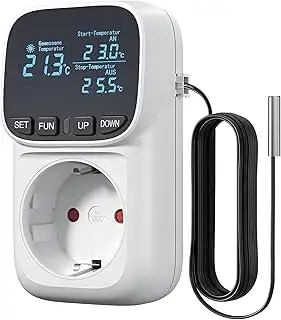 DEWENWILS Temperaturregler, Deutsches Display, Temperaturschalter mit Fühler 230V, Digital Thermo...